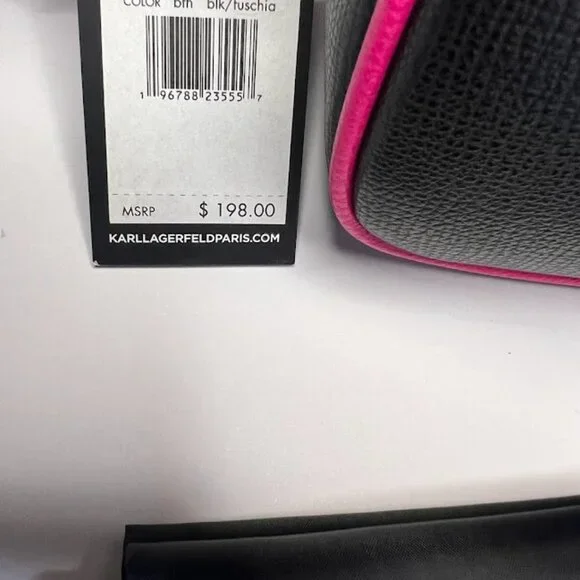 NWT Karl Lagerfeld Bag Black Crossbody Bag Heart Charms Details - Picture 5 of 5